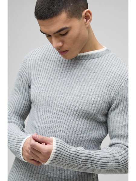 М'язовий контраст Колір, що контрастує, трикотажний джемпер з довгими рукавами