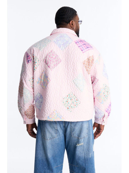 Стьобана укорочена куртка з клаптиками