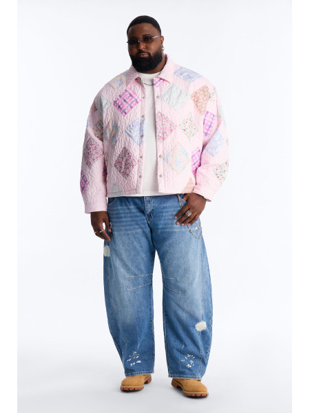 Стьобана укорочена куртка з клаптиками