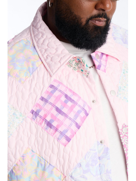 Стьобана укорочена куртка з клаптиками