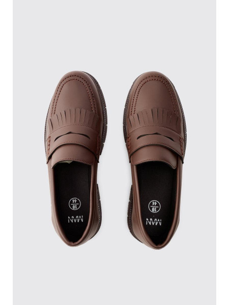 Pu Chunky Sole Tassel Loafer у коричневому