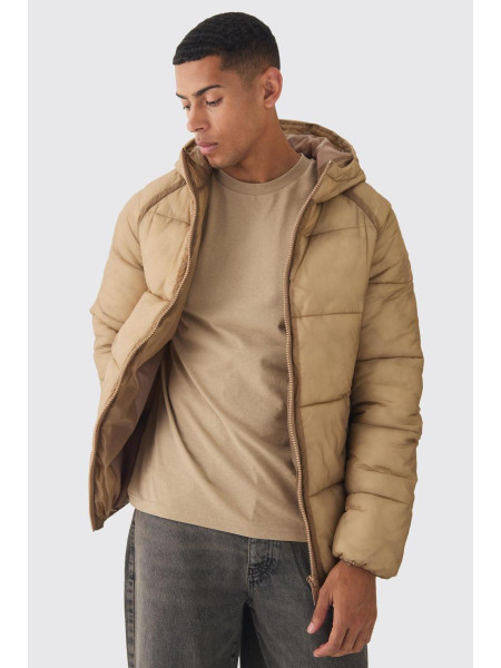 Верблюжа куртка-пуховик із випраними швами та капюшоном