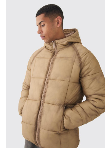 Верблюжа куртка-пуховик із випраними швами та капюшоном