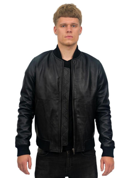 Ретро Varsity Leather Bomber Jacker-Protoria
