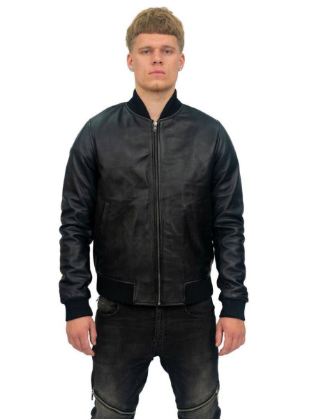 Ретро Varsity Leather Bomber Jacker-Protoria