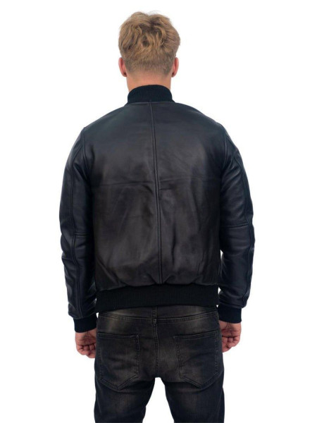 Ретро Varsity Leather Bomber Jacker-Protoria