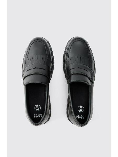 Pu Chunky Sole Tassel Loafer у чорному