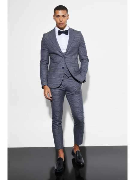 Укорочені костюмні брюки в клітку