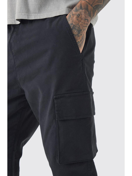 Високі приталені штани карго з еластичною талією та манжетами