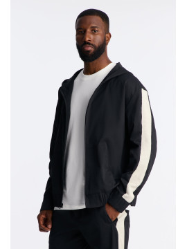 Трикотажна куртка-бомбер на блискавці з капюшоном