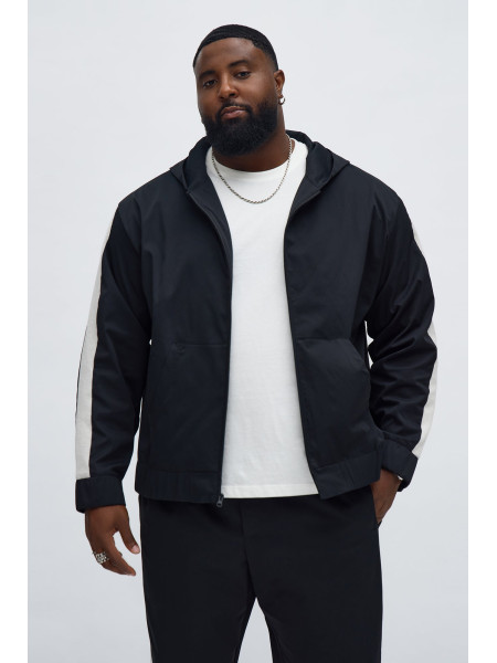 Трикотажна куртка-бомбер на блискавці з капюшоном