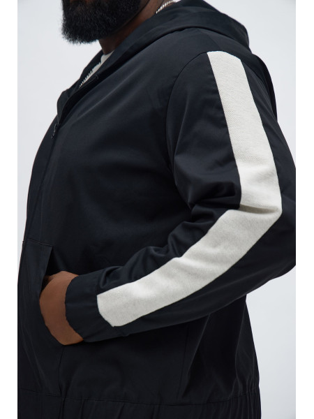 Трикотажна куртка-бомбер на блискавці з капюшоном