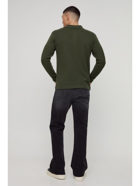 Регулярний кнопка з довгими рукавами в'язання поло