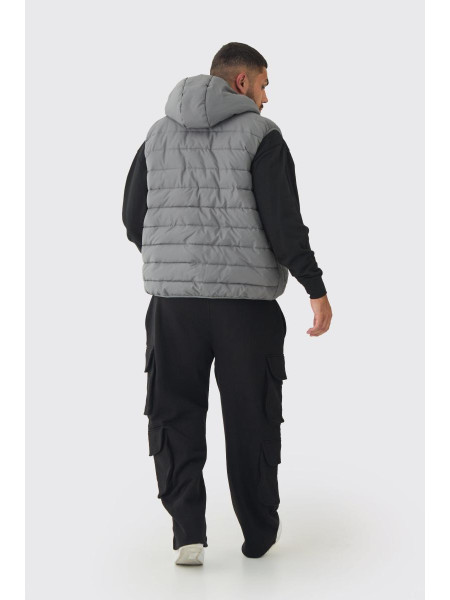 Плюс стьобана блискавка з капюшоном темно-сірого кольору